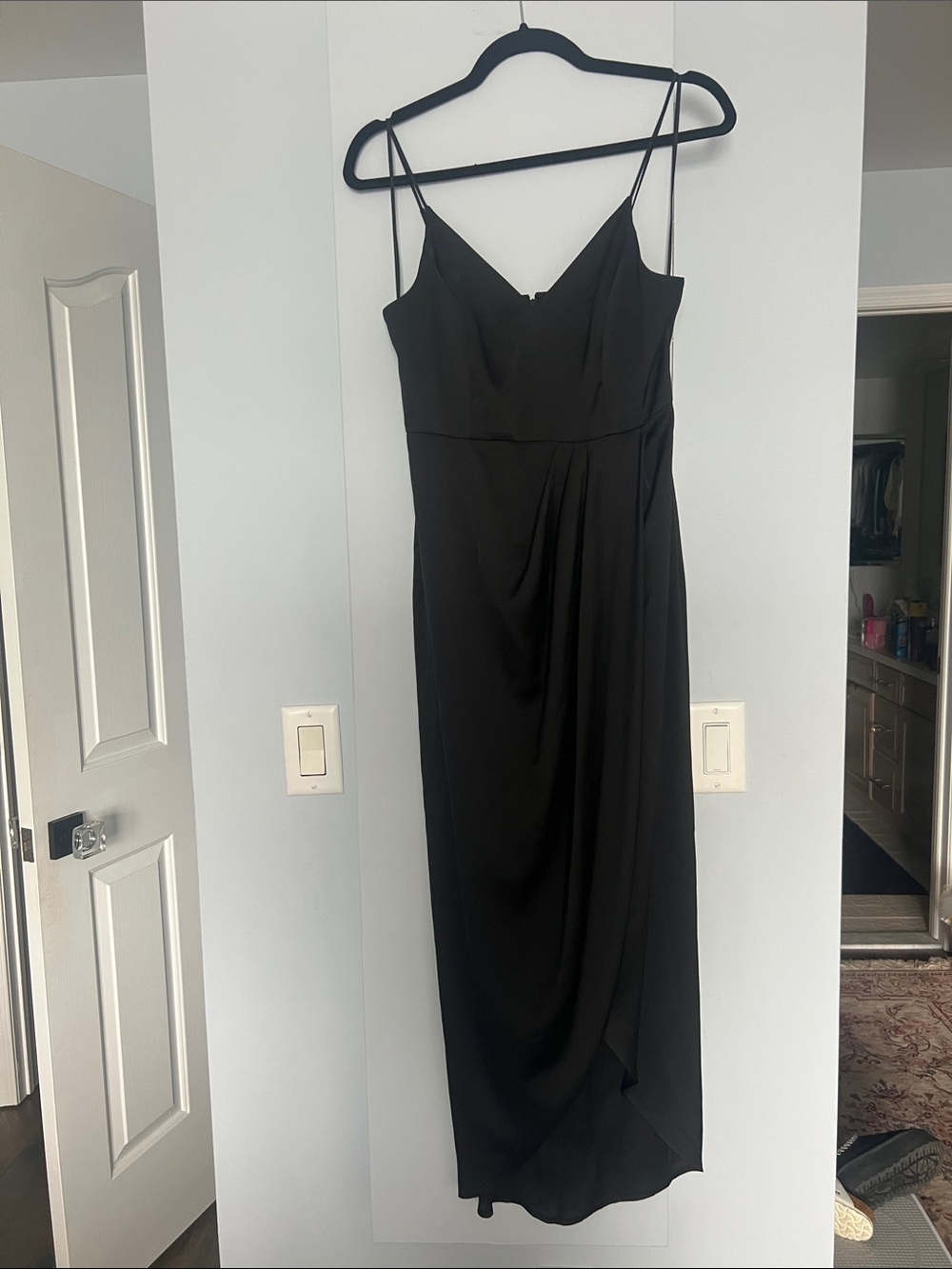 Black Spaghetti-Strap Evening Dress